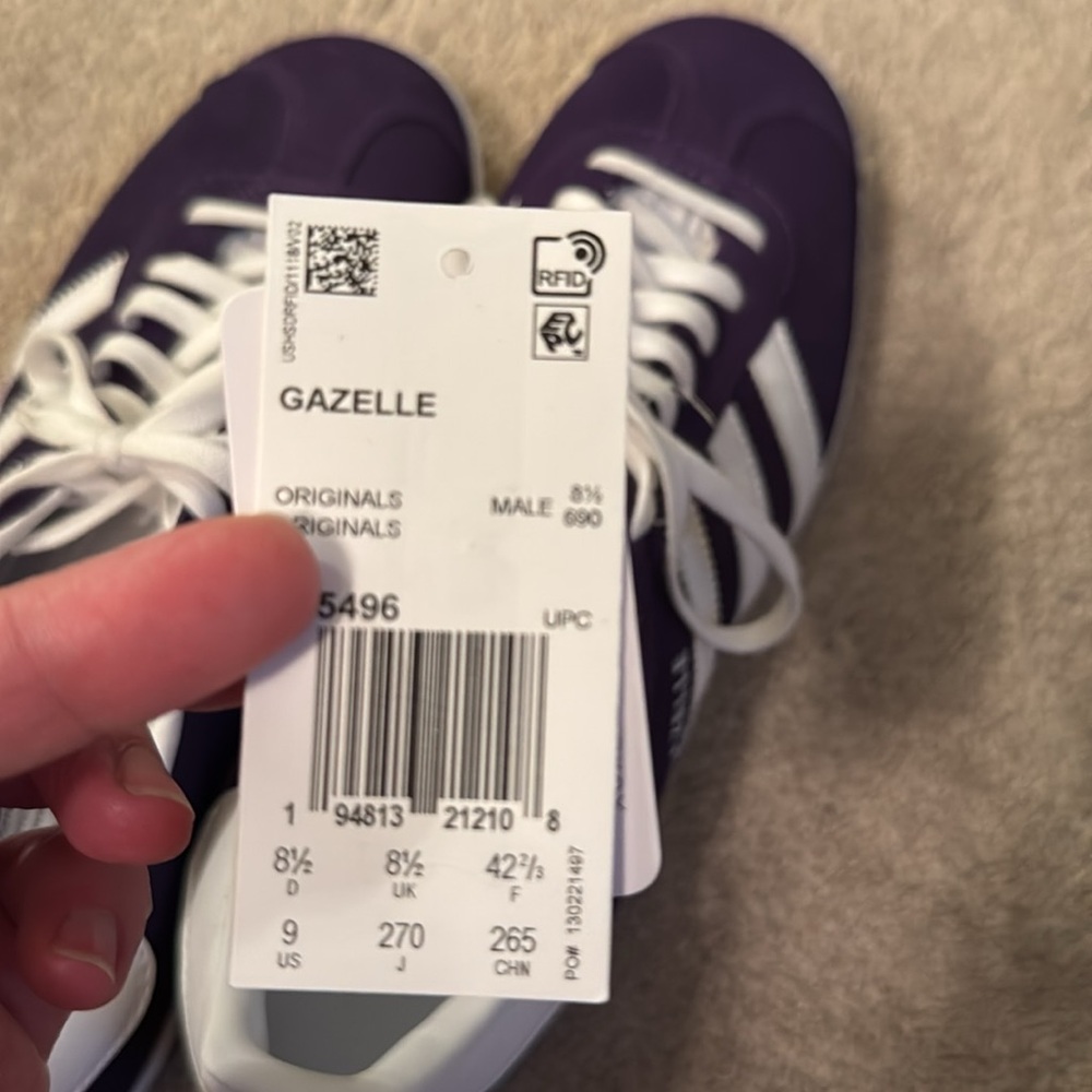 NWT Adidas Gazelle Sneakers Dark Purple Size MENS 9/WOMENS 10.5 - Picture 5 of 7
